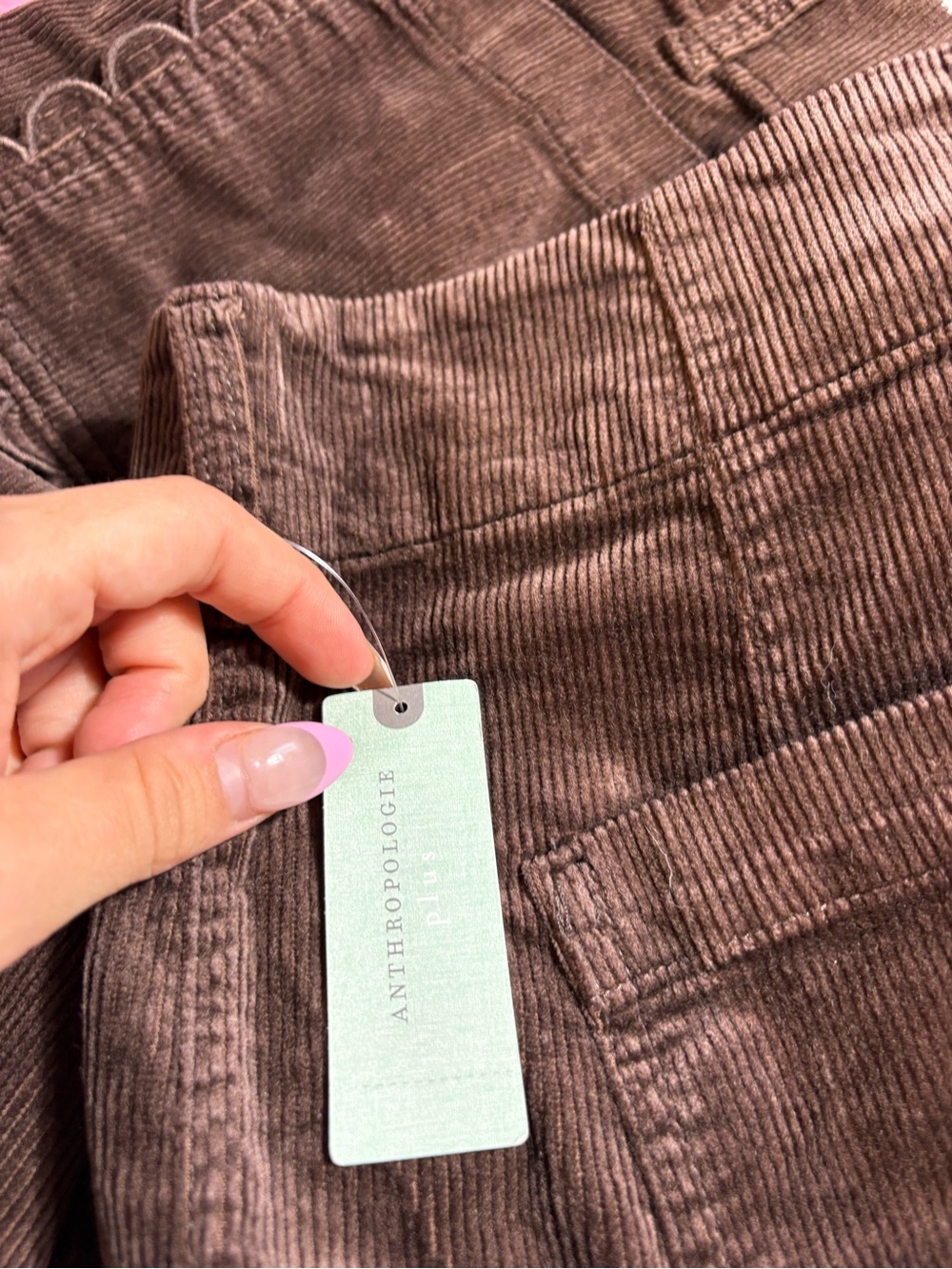NWT Anthropologie The Colette Scallop Pocket Corduroy Crop Wide Leg Pants 20W - Picture 3 of 6